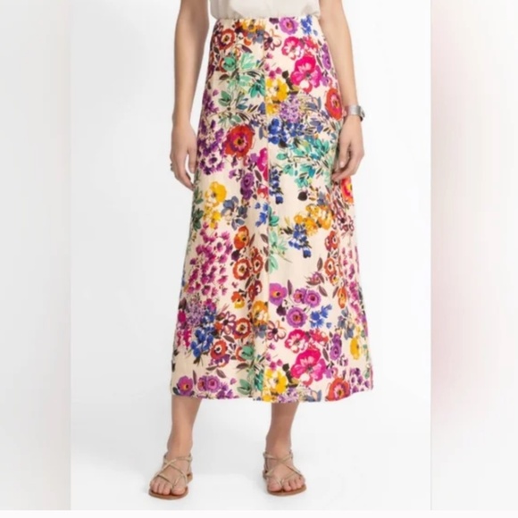Johnny Was Dresses & Skirts - JOHNNY WAS LINEN FLORAL PRINT PULL ON SKIRT SIZE XS nwt